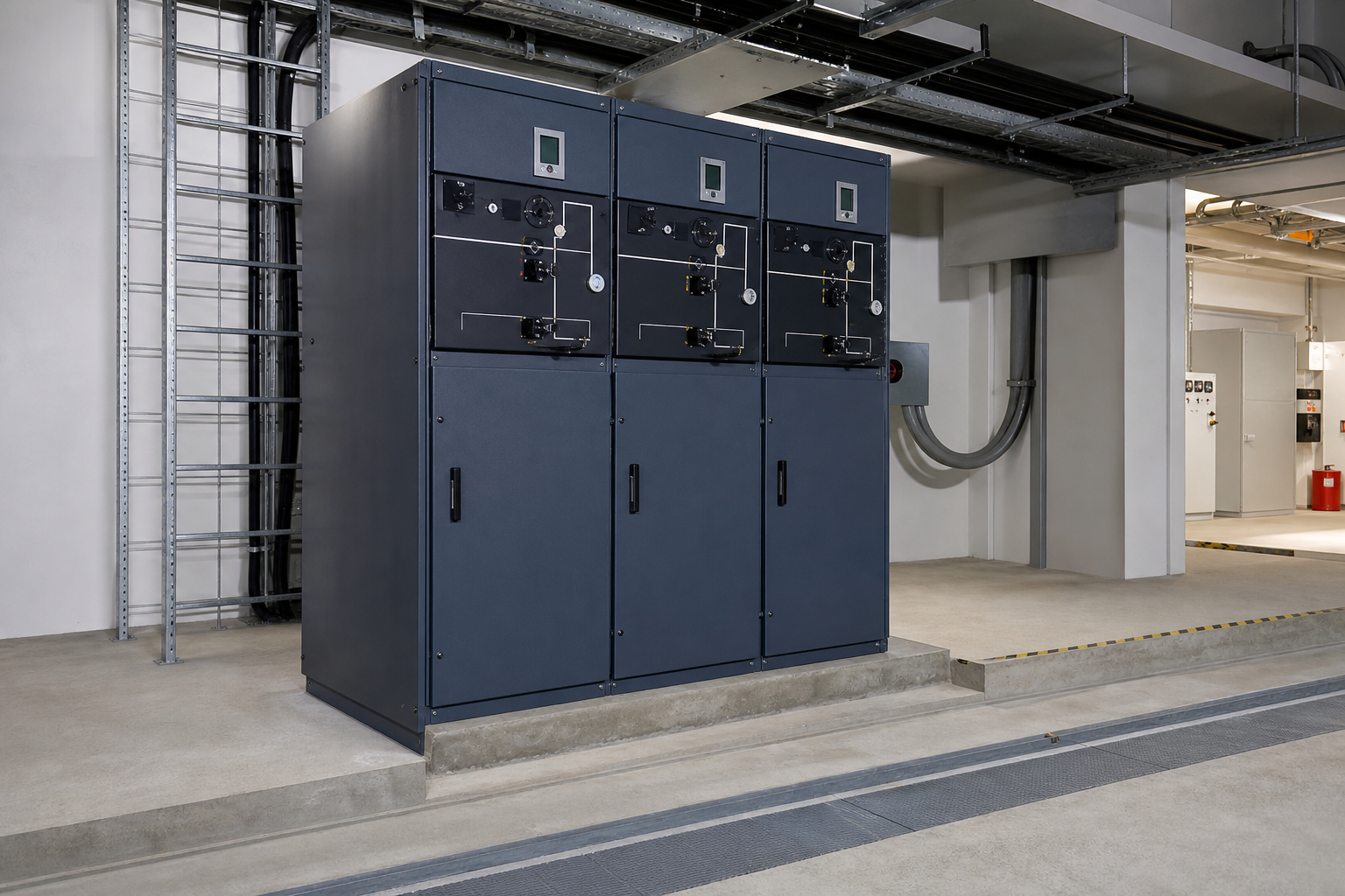 Ring main unit installed in an indoor substation room