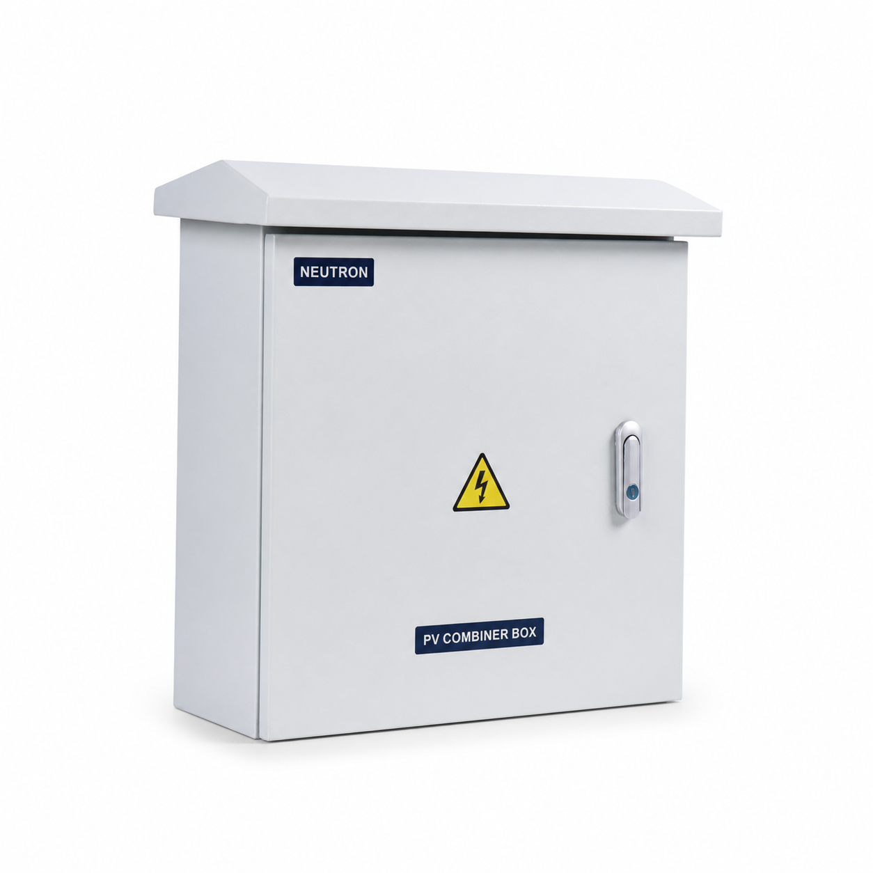 NEUTRON outdoor PV combiner box in a clean white product studio view