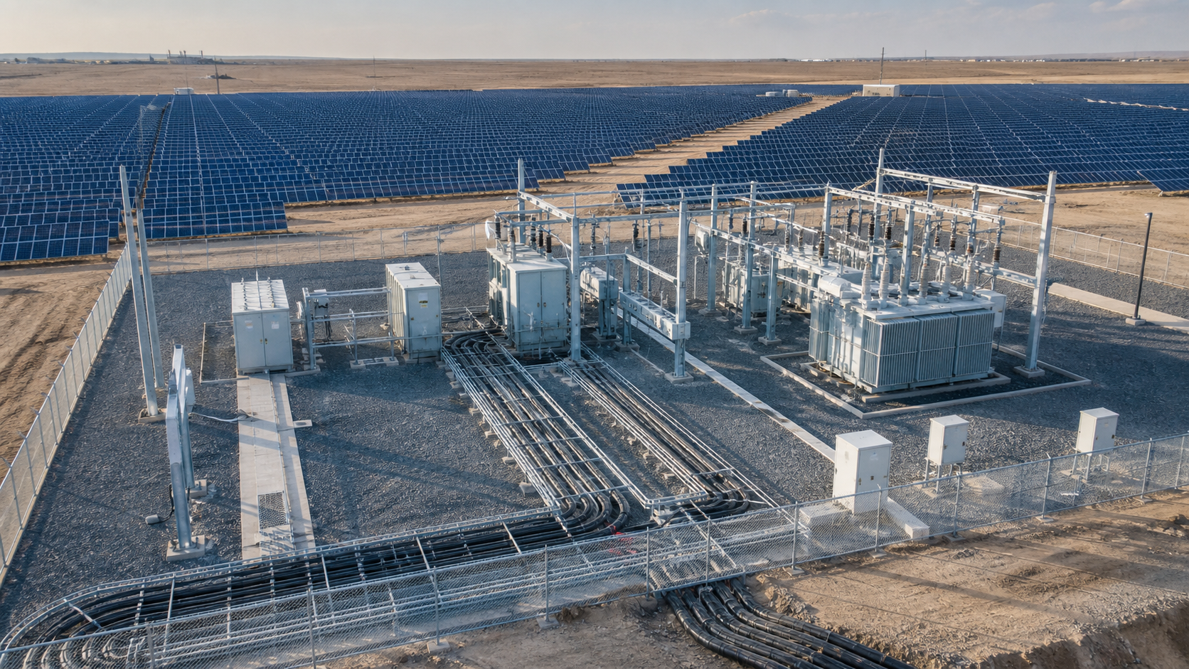 Unbranded photovoltaic engineering context for PV Step-Up Substation and Collector Line Design