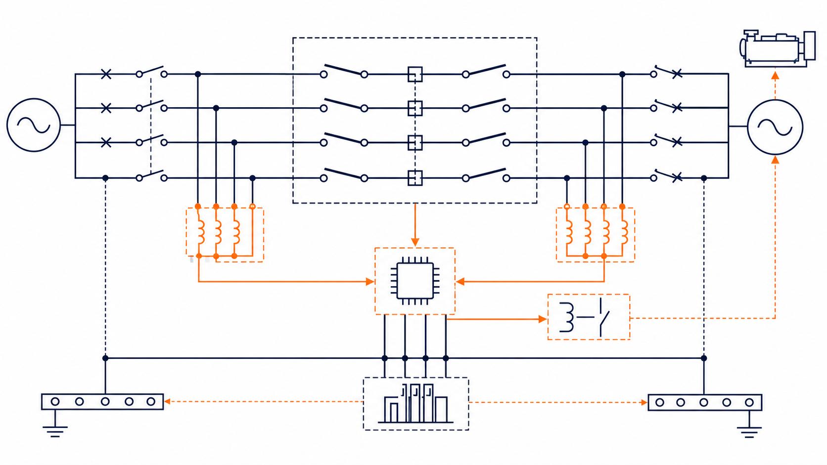 Four-pole automatic transfer switch wiring schematic