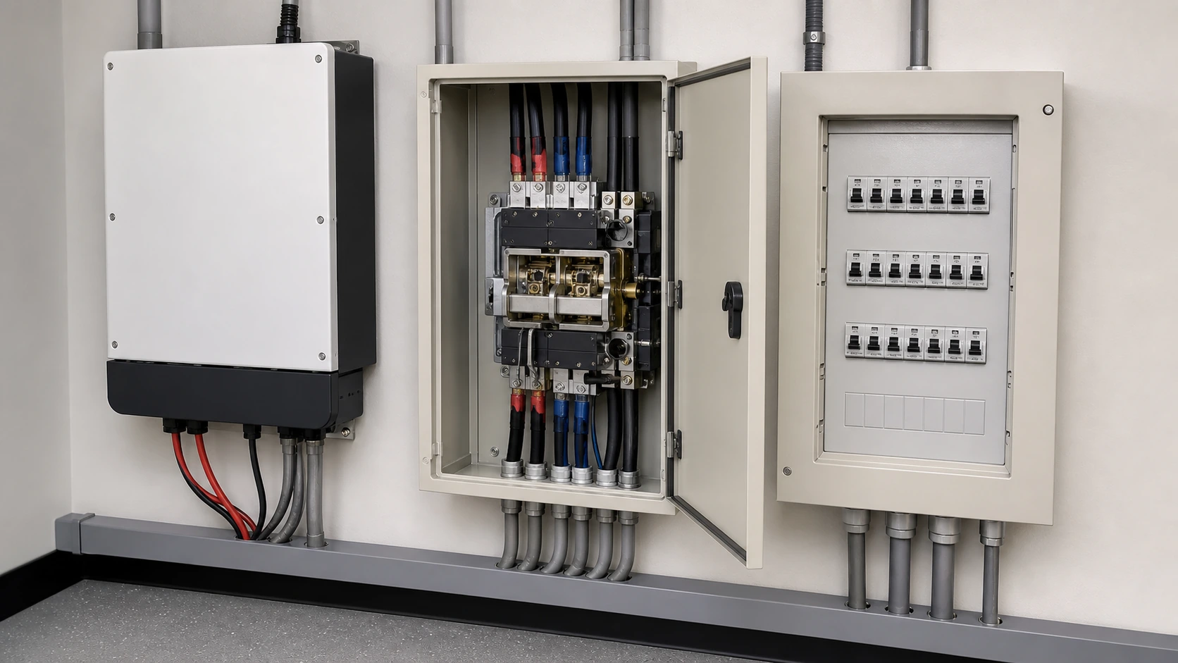 Unbranded technical visual related to Solar Transfer Switch Guide: Why Grid-Tied Systems Fail in Outages