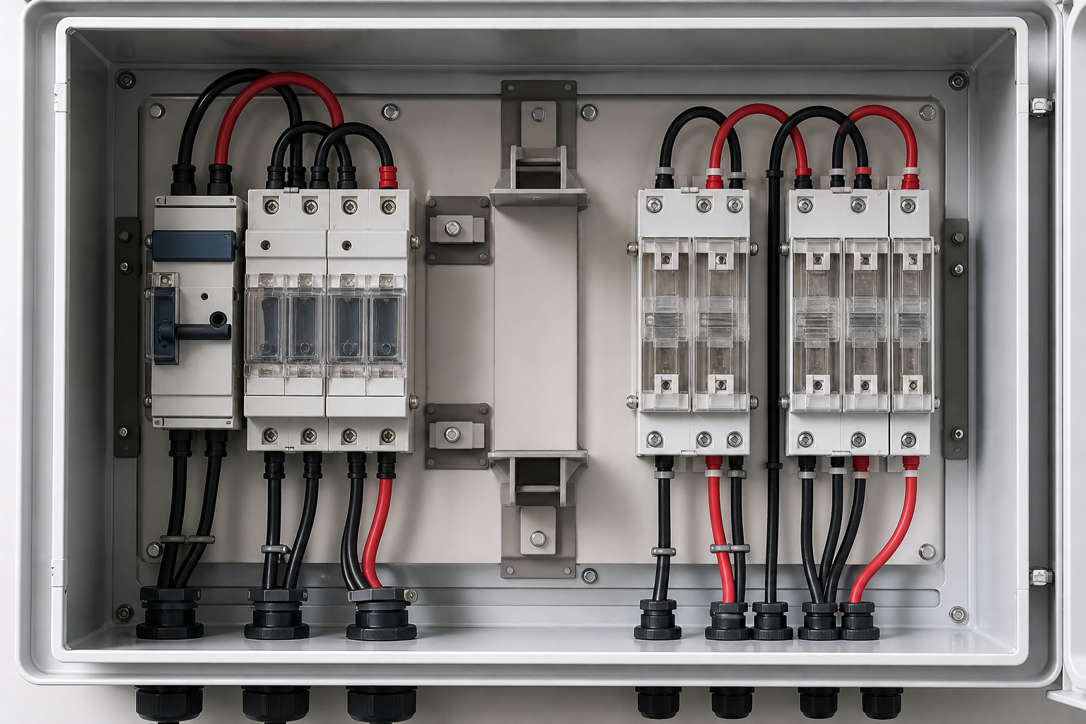 Close technical inspection of insulation spacing inside an unbranded DC enclosure