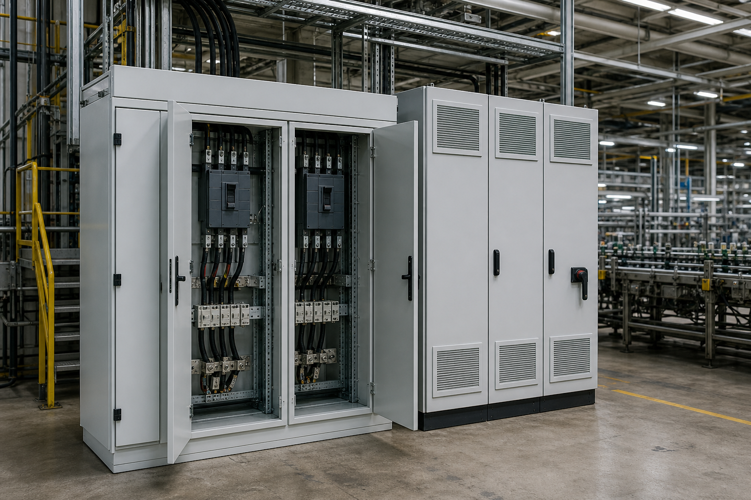 Industrial motor control and dual-feed transfer equipment