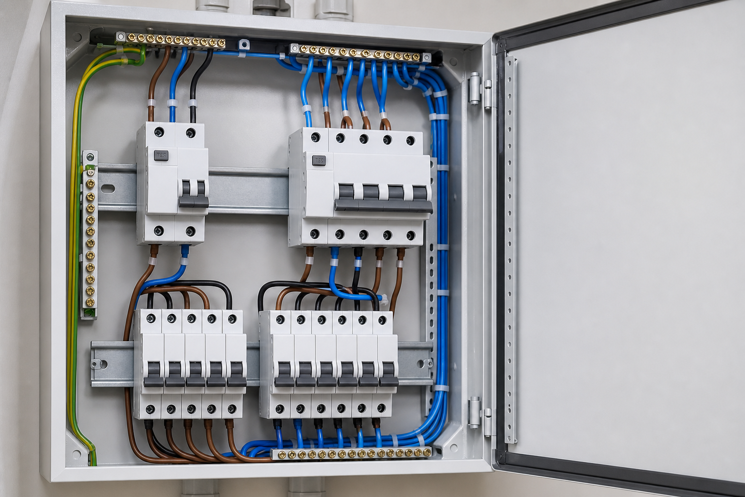 RCCB installation context in an organized low-voltage distribution board