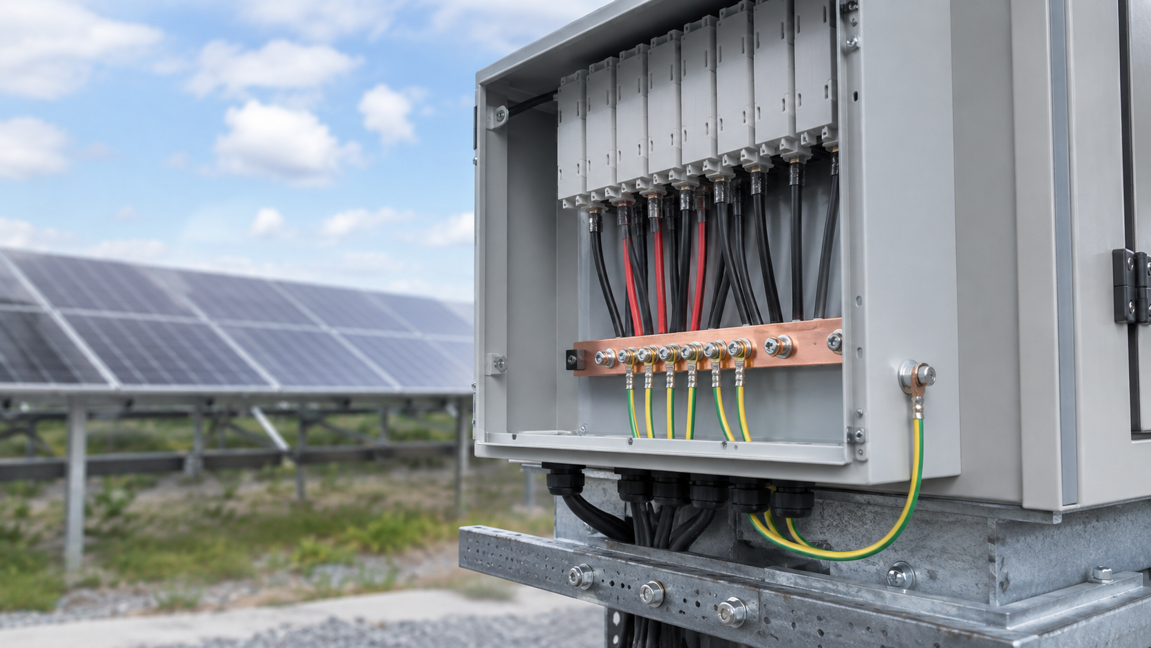 PV combiner engineering context for PV Combiner Box Equipotential Bonding