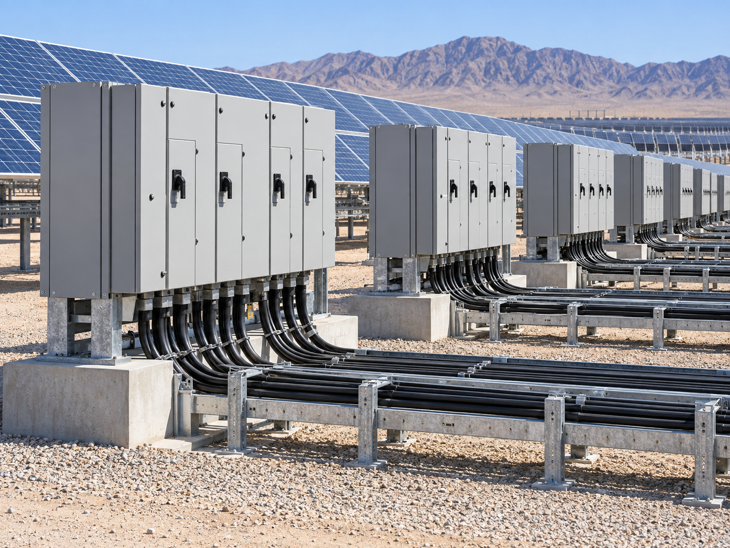 Low-voltage switchgear at a solar-park collection interface