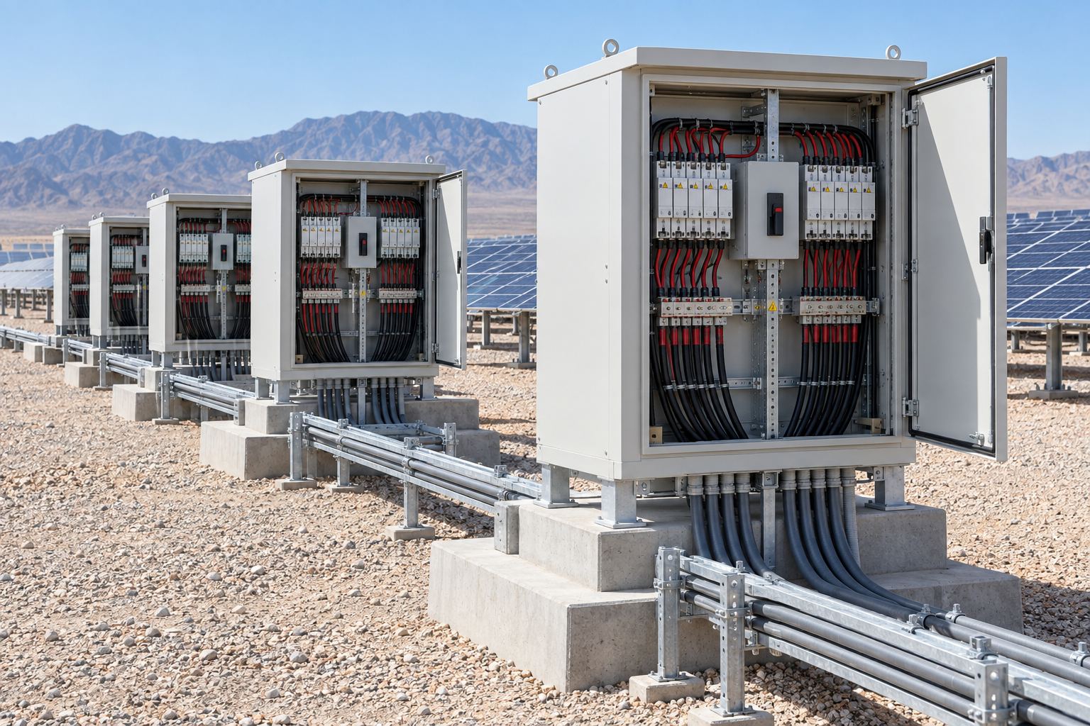 Standardized 1500 V combiner arrangement with gPV fuses and DC surge protection