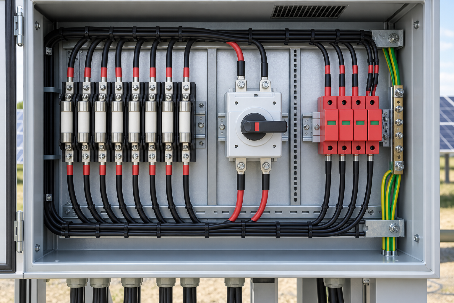 1500 V PV combiner with gPV fuses and DC disconnect