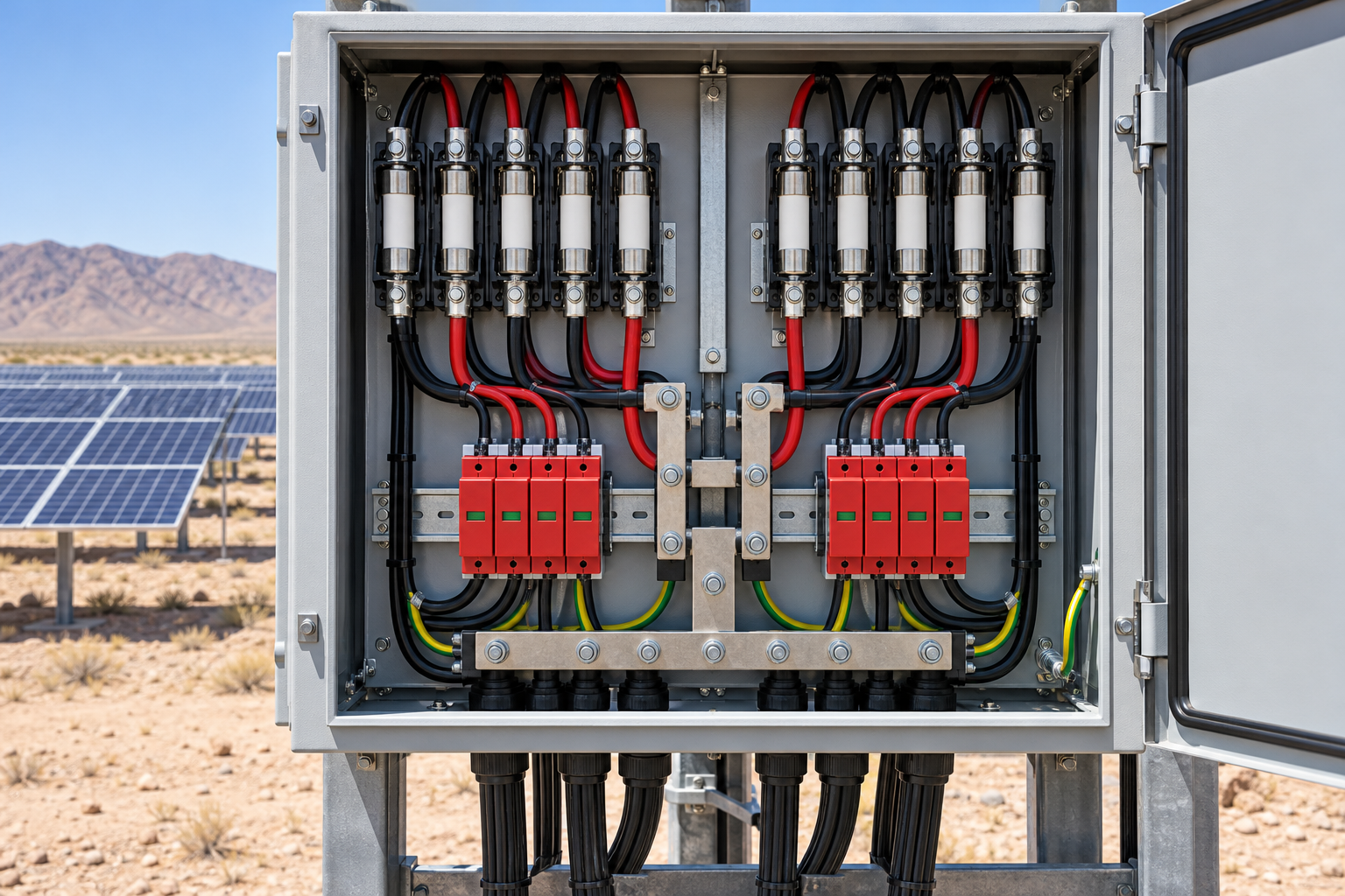 1500 V PV combiner with gPV fuses and Type 2 DC surge protection