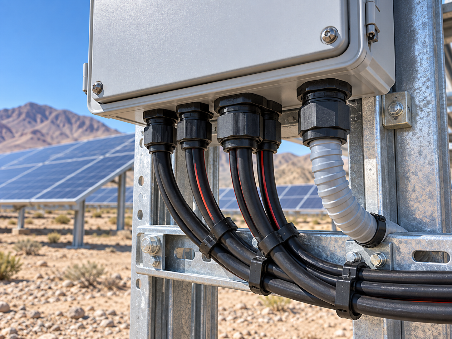 High-protection outdoor enclosure with sealed cable entries