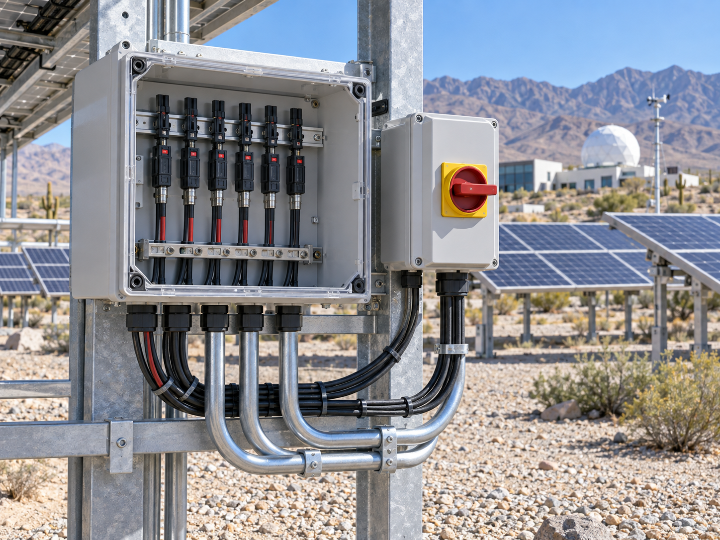 DC combiner with isolation and gPV fuse protection for a research array