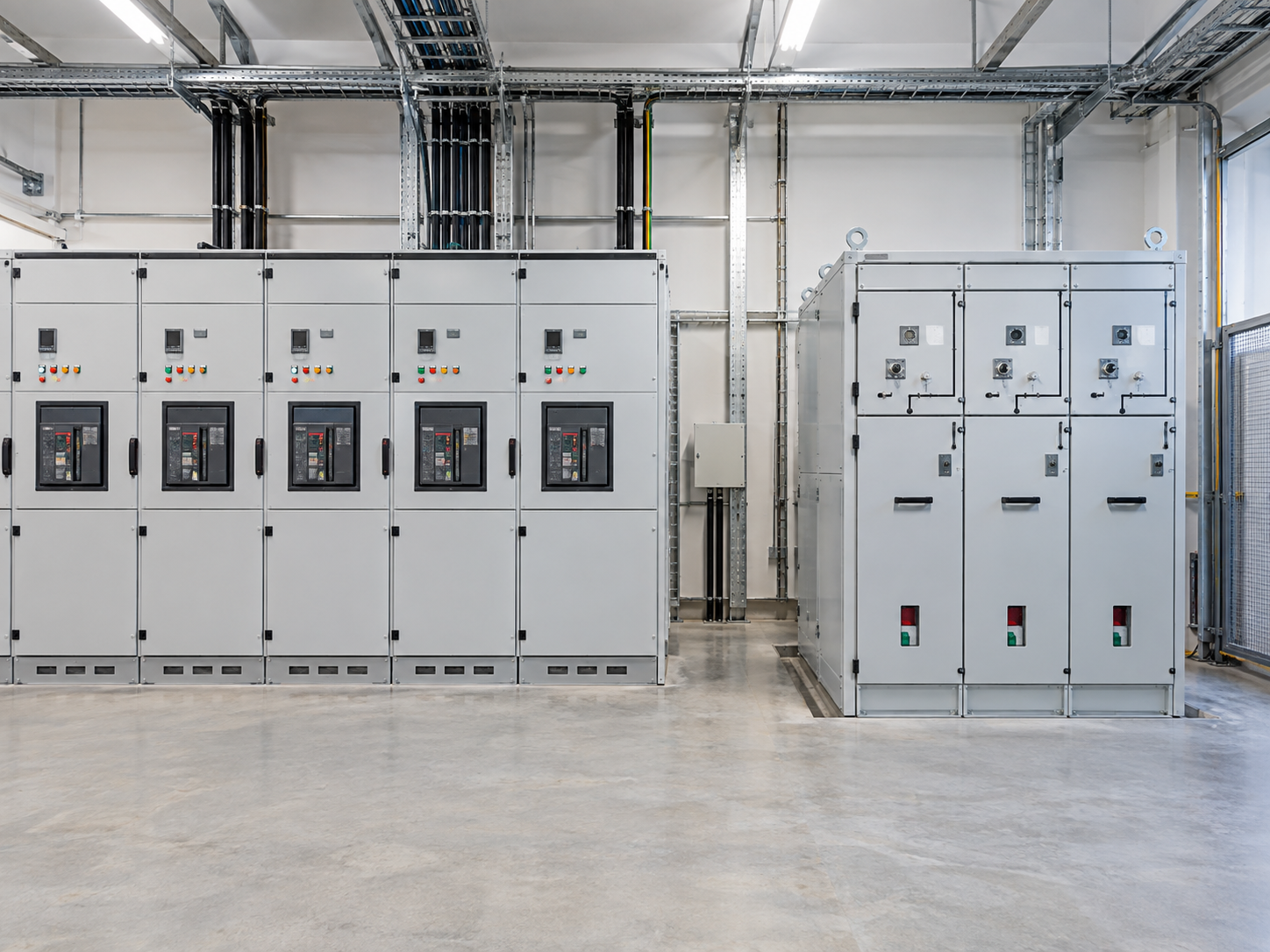 Ring main unit and low-voltage switchgear at a solar plant step-up interface