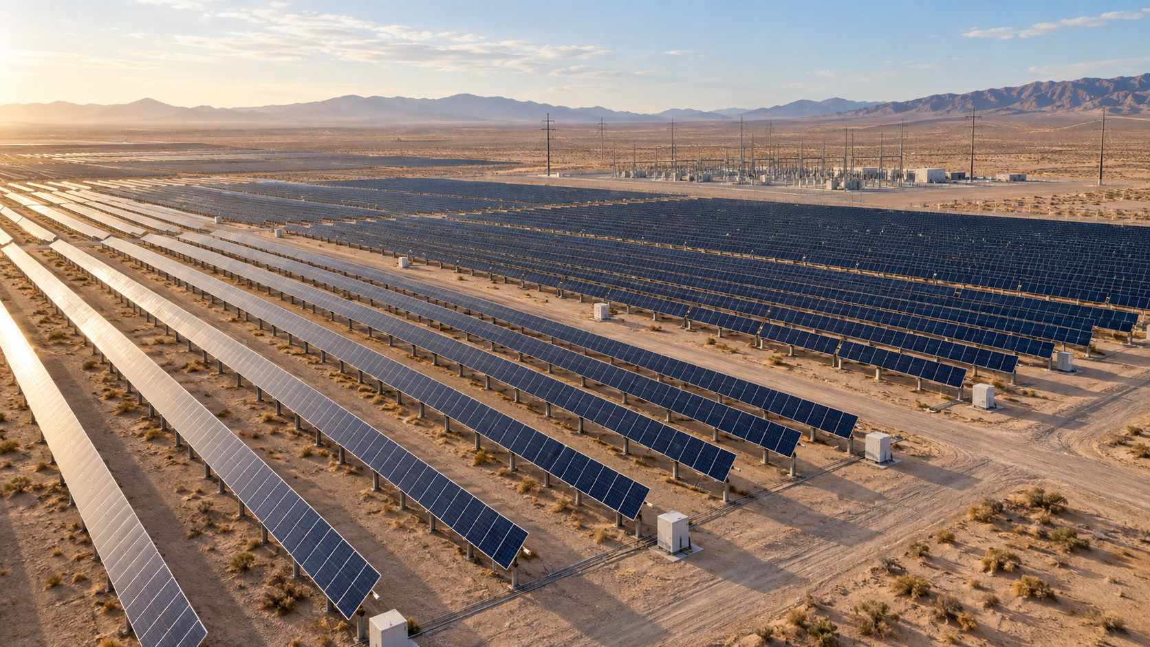 Large desert PV field and utility collection infrastructure