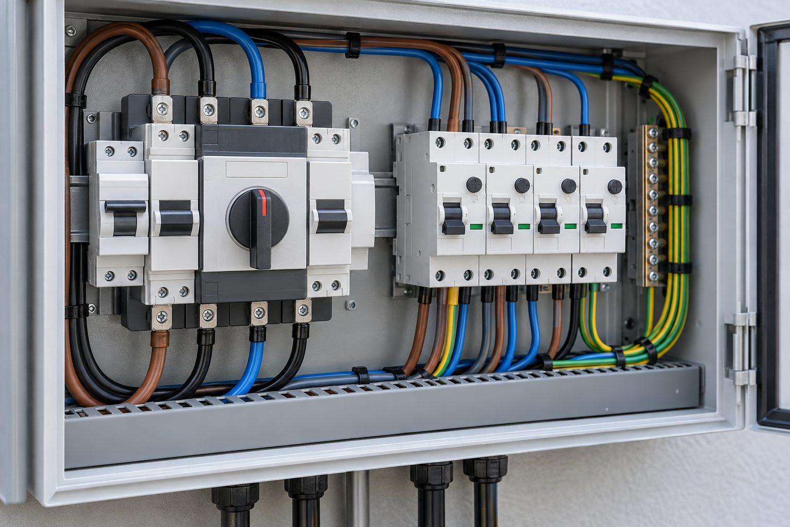 AC switchboard with automatic transfer and residual-current protection