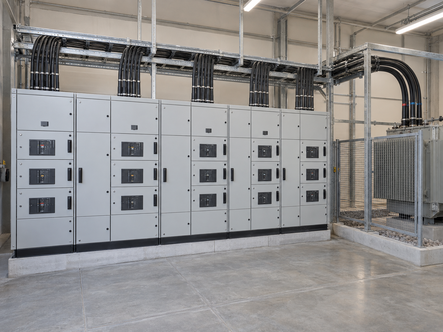 Low-voltage switchgear installed at a utility PV collection point
