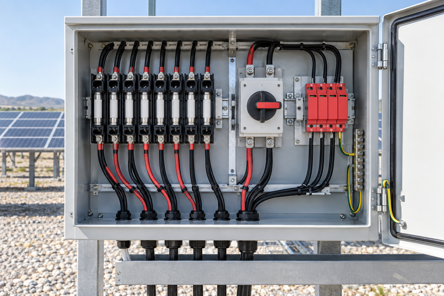 1500 V PV combiner with gPV fuses, DC disconnect and surge protection