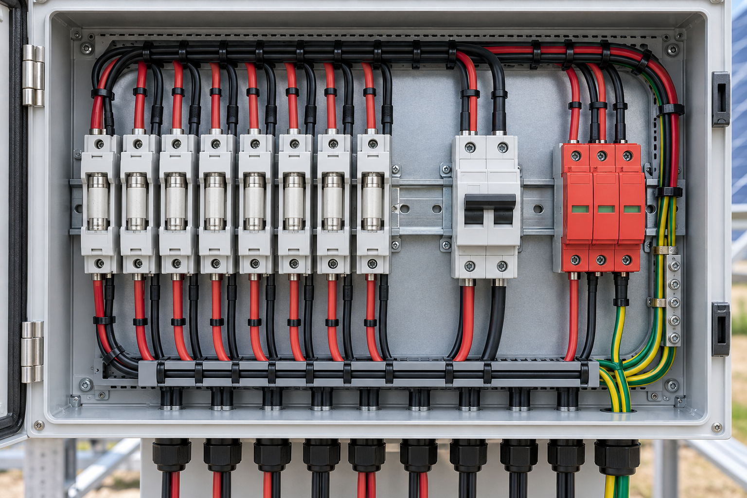 1500 V PV combiner with gPV fuses, DC MCBs and DC surge protection