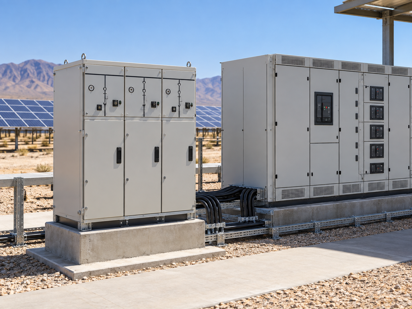 Low-voltage switchgear and ring main unit at a plant substation