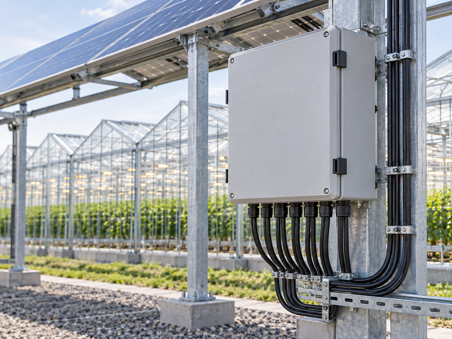 DC combiner with isolator and gPV fuses for a farm PV array