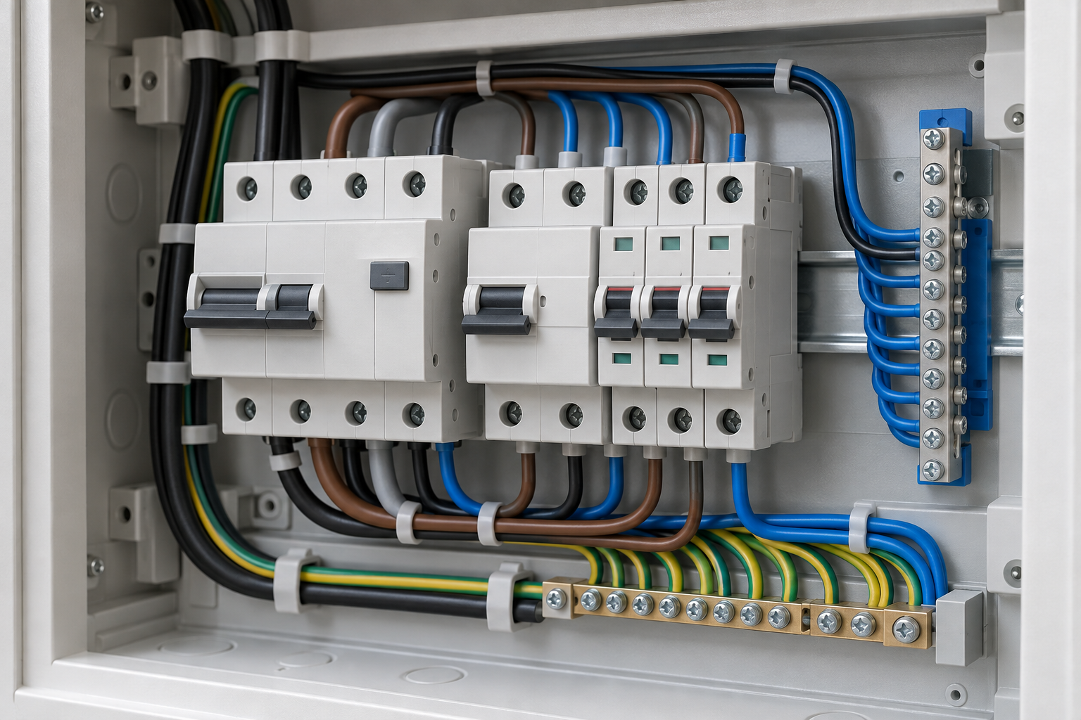 Residual-current and circuit-protection modules in a low-voltage distribution board