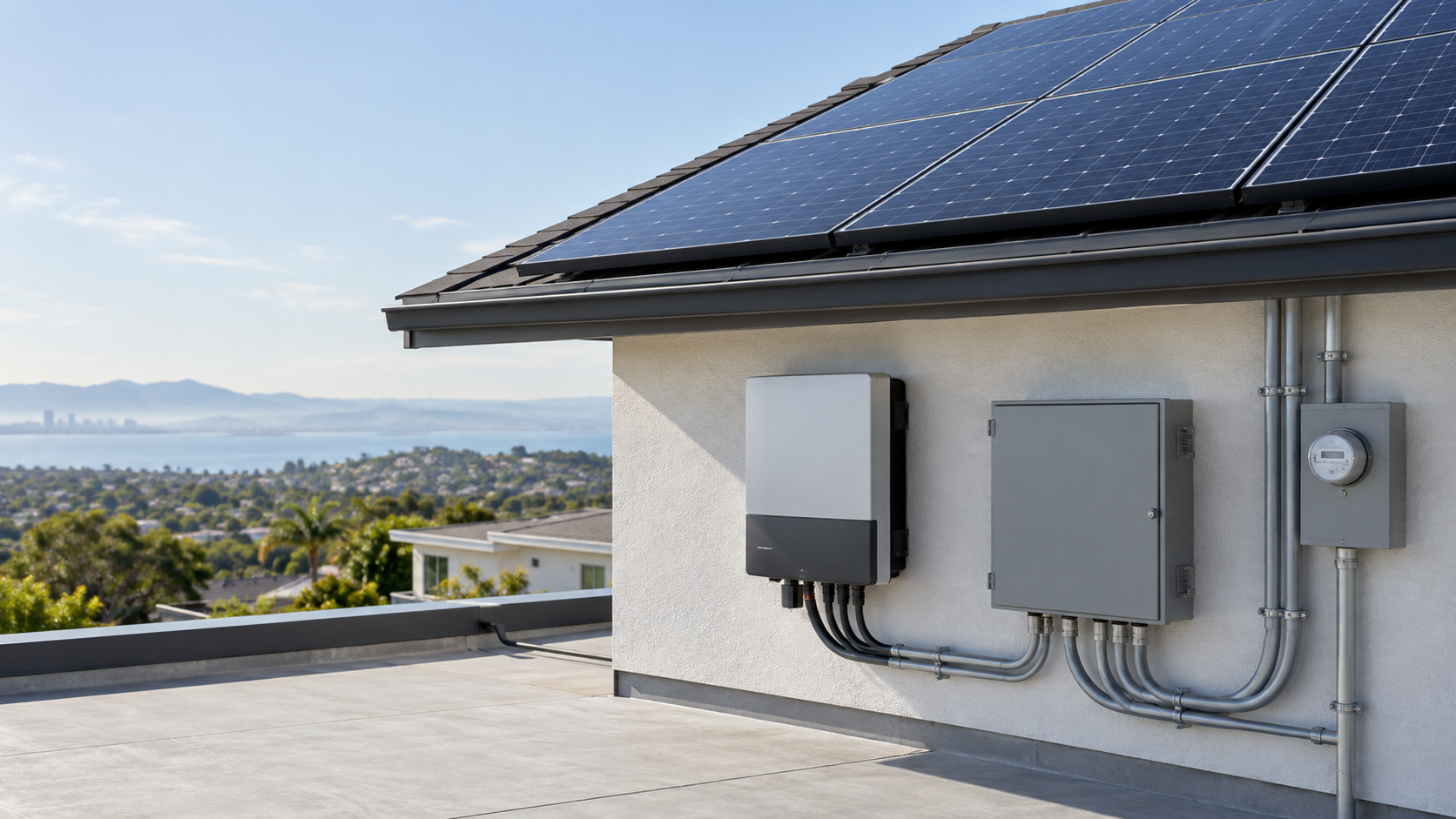 Residential rooftop PV with an AC combiner enclosure and module-level power electronics
