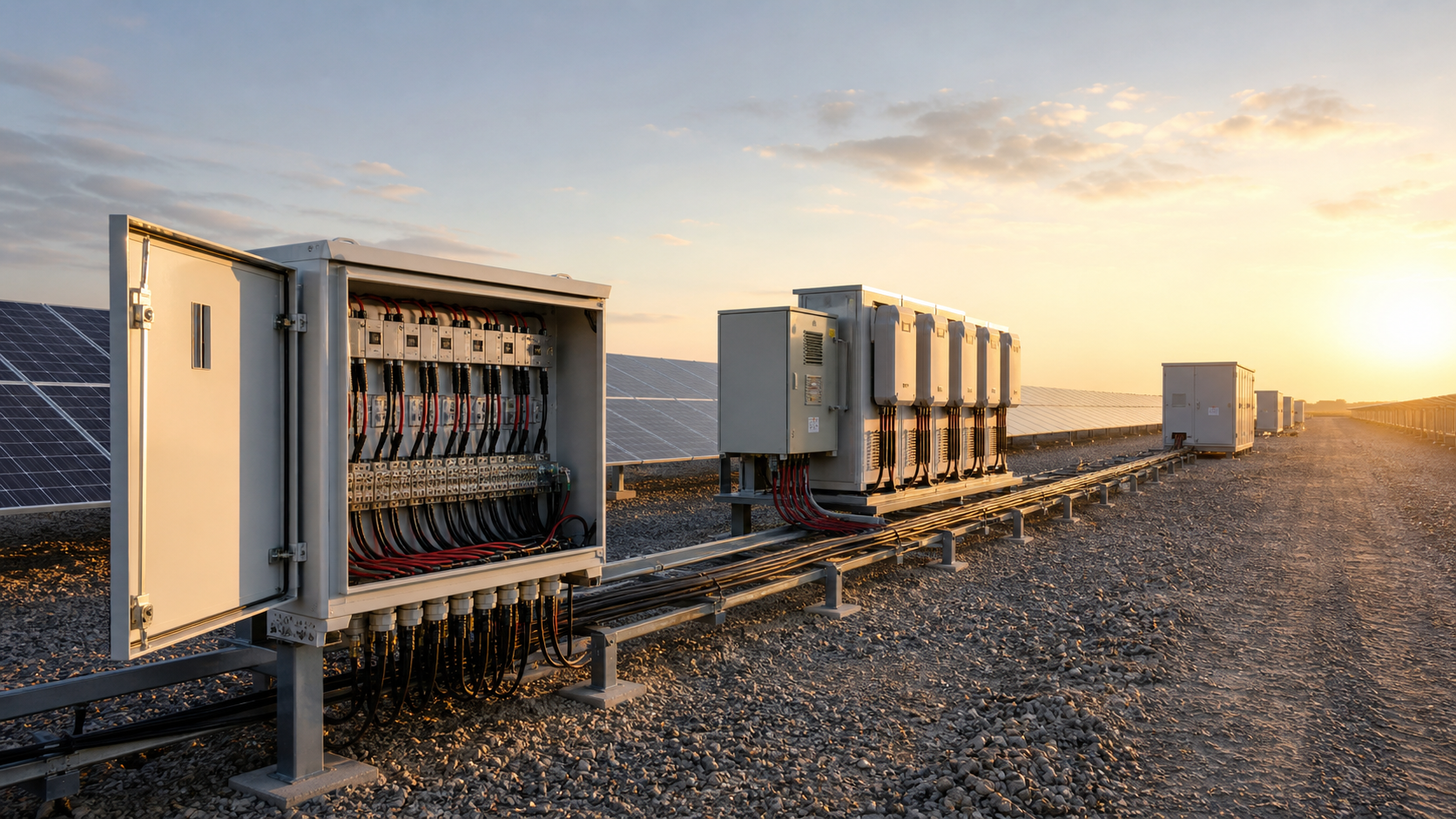 PV collection equipment distributed across the DC and AC sides of a solar power system