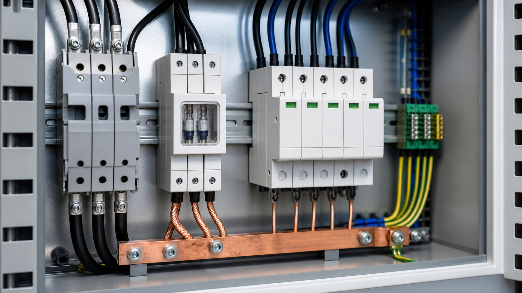 Unbranded surge protective modules and coordinated breaker hardware in a distribution panel