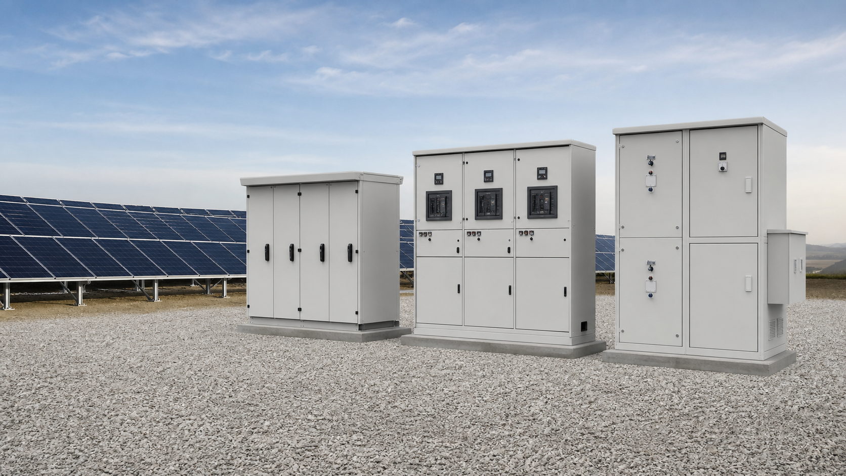 Unbranded photovoltaic balance-of-system equipment across a utility solar site