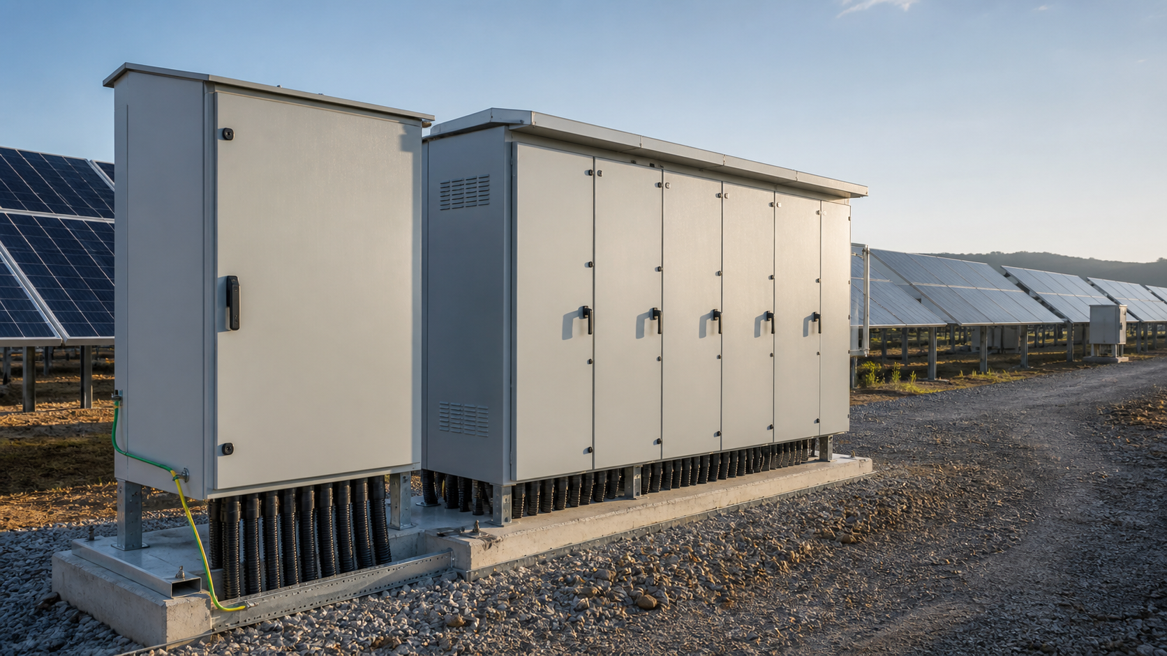 Neutral photovoltaic balance-of-system cabinets in a grid-connection context