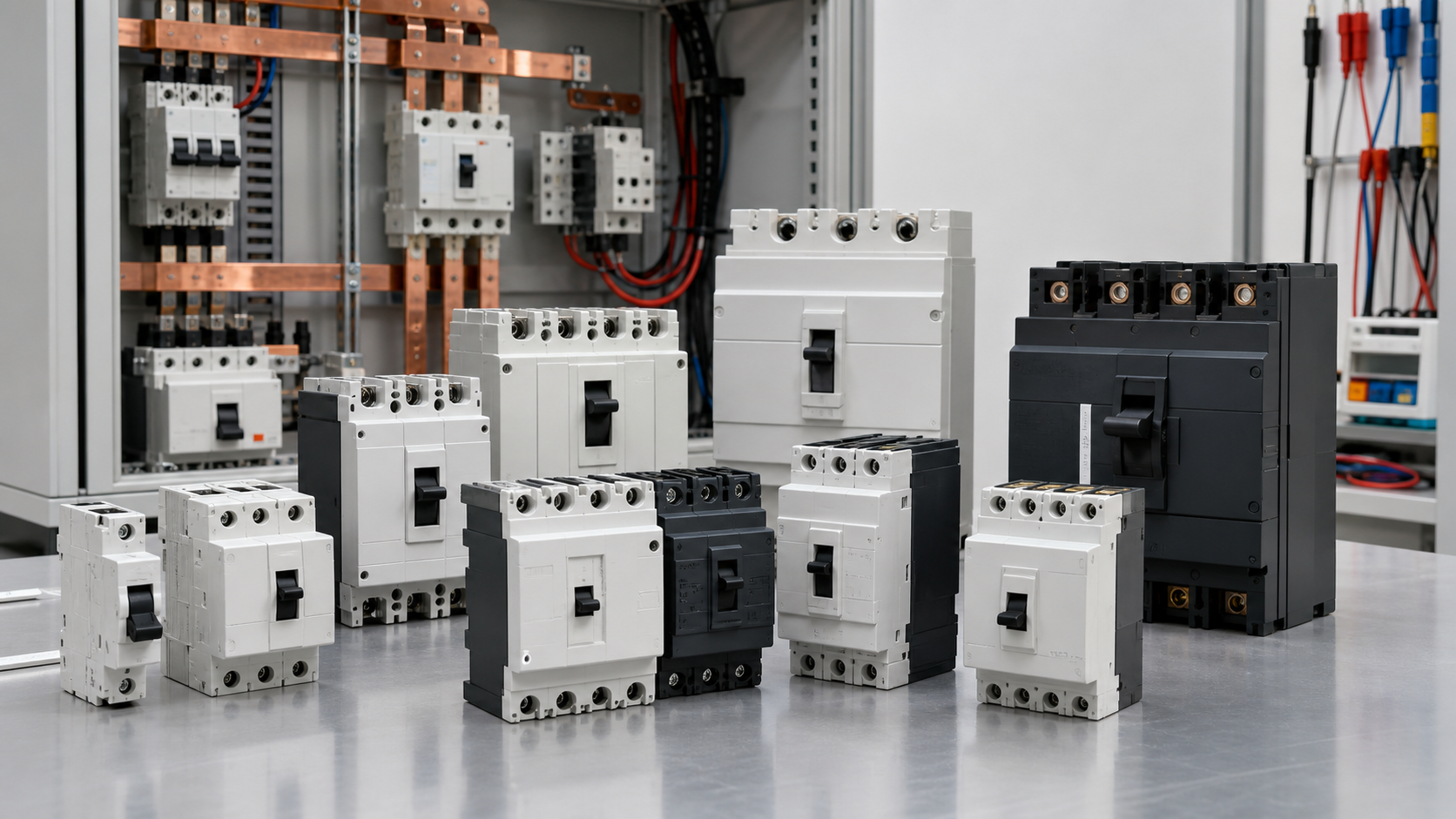 DC and PV circuit breakers in a clean technical inspection setting