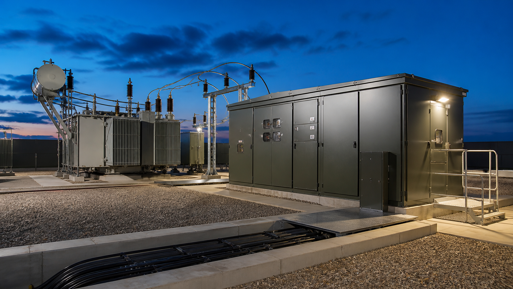 Compact electrical substation with transformer and switchgear interface
