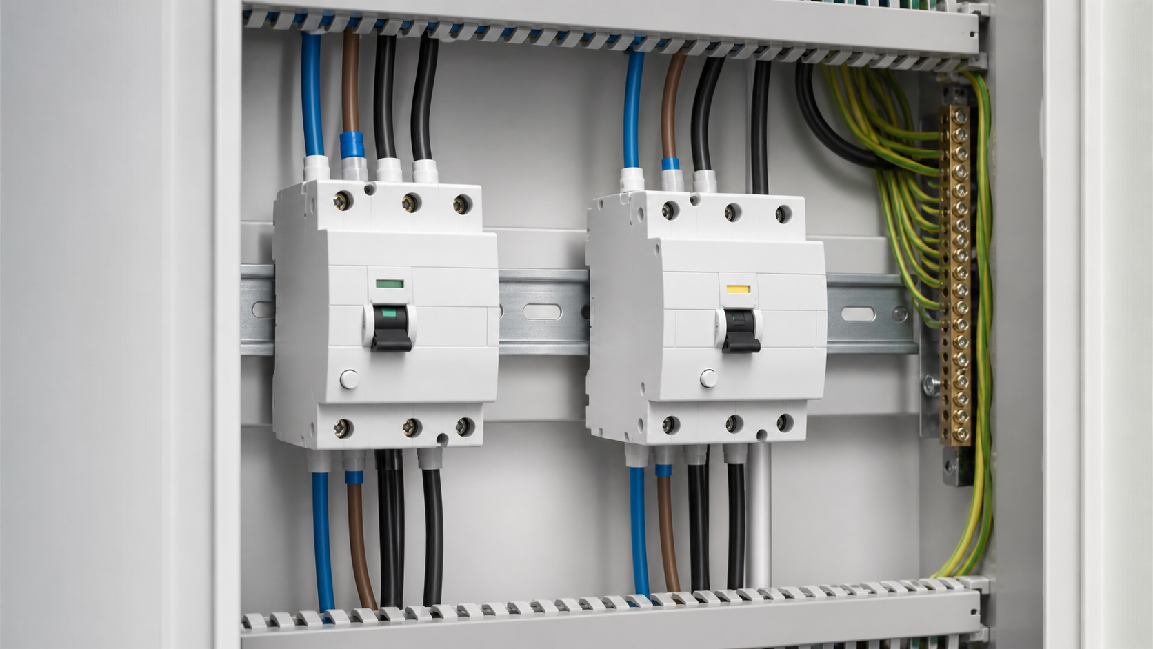 RCBO-style and AFDD-style protective devices installed in a low-voltage consumer unit