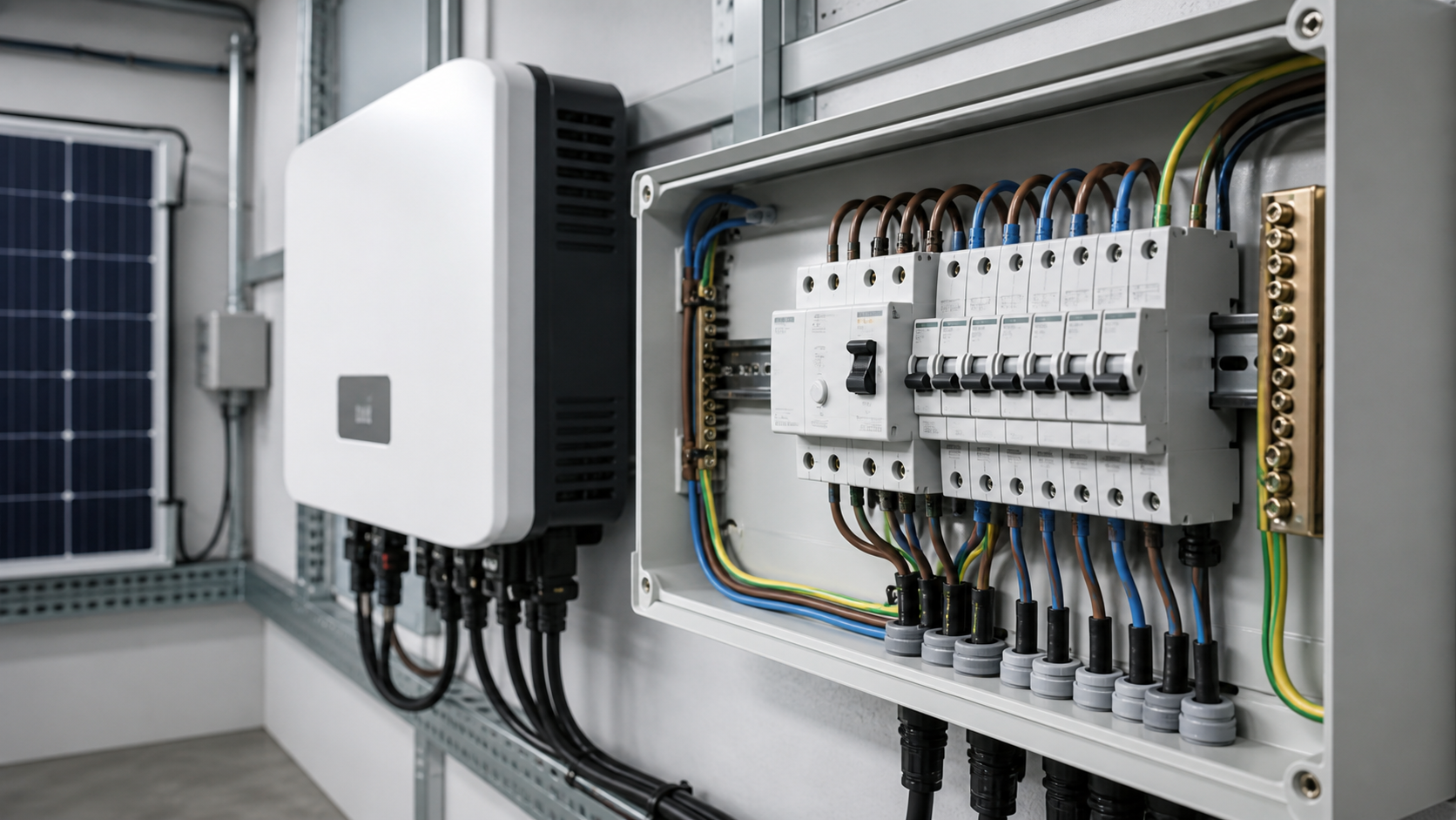 Residual-current protection in a solar PV inverter distribution enclosure