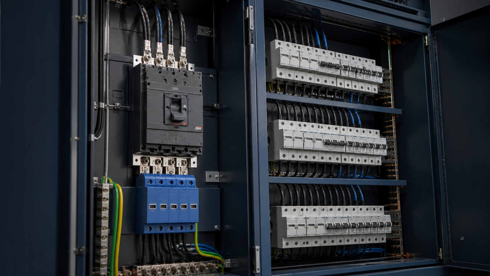 Surge protective devices in a low-voltage electrical distribution cabinet