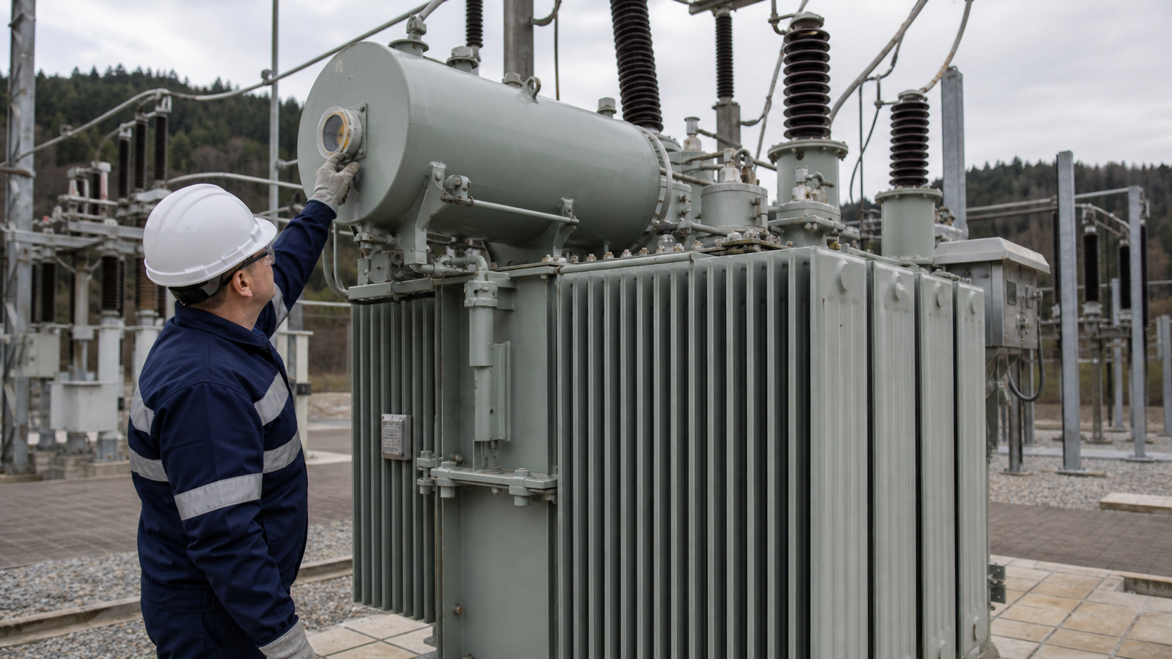 Technician inspecting a surge protective device during maintenance