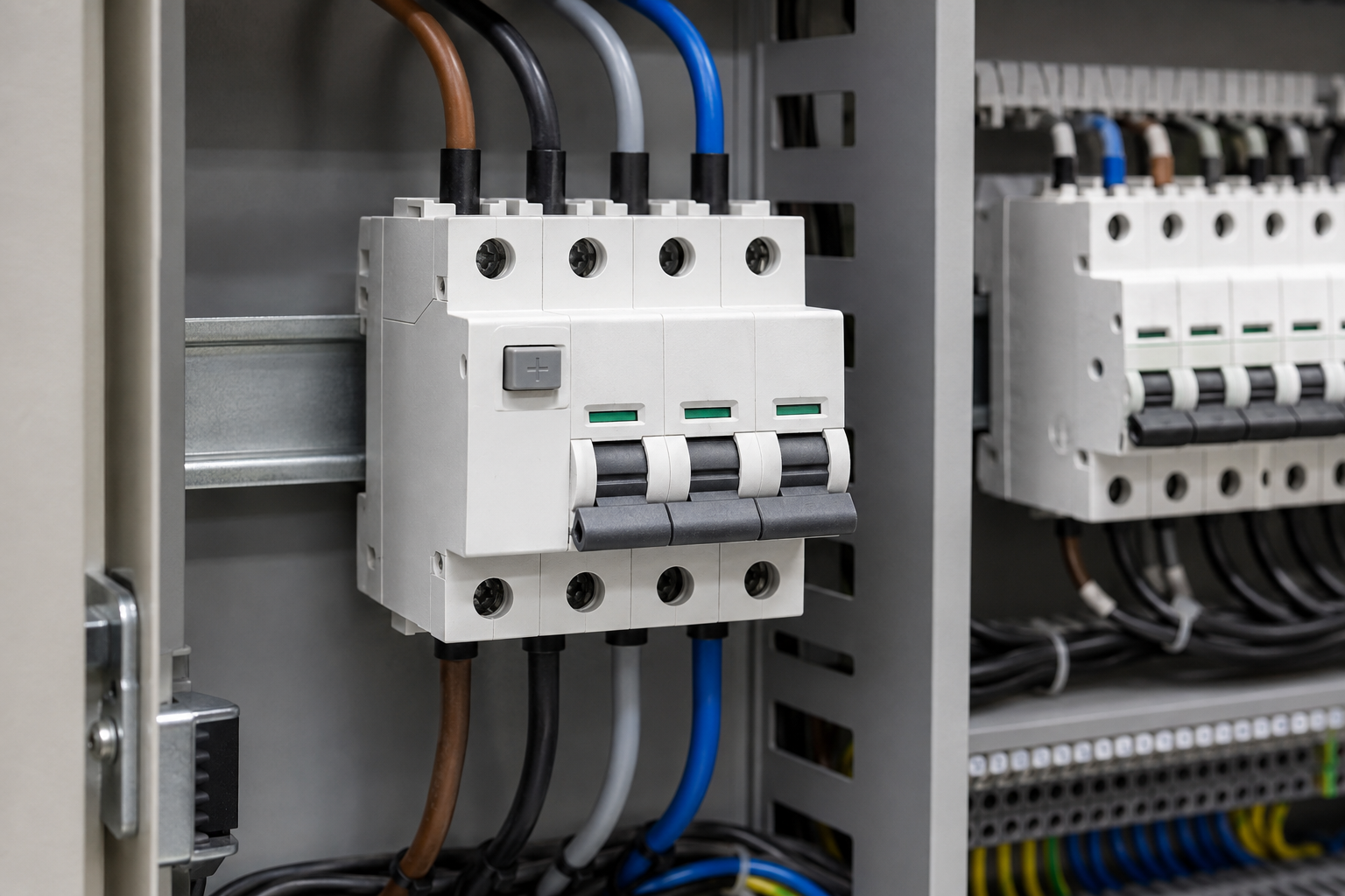 Unbranded equipment detail related to Industrial 4-Pole Type B RCCB Selection Guide