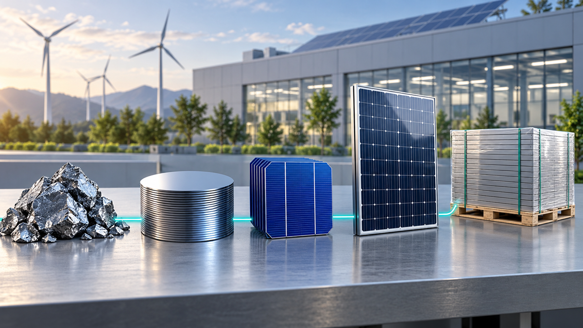 Silicon, wafers, solar cells, a PV module and a pallet arranged as a traceable supply chain
