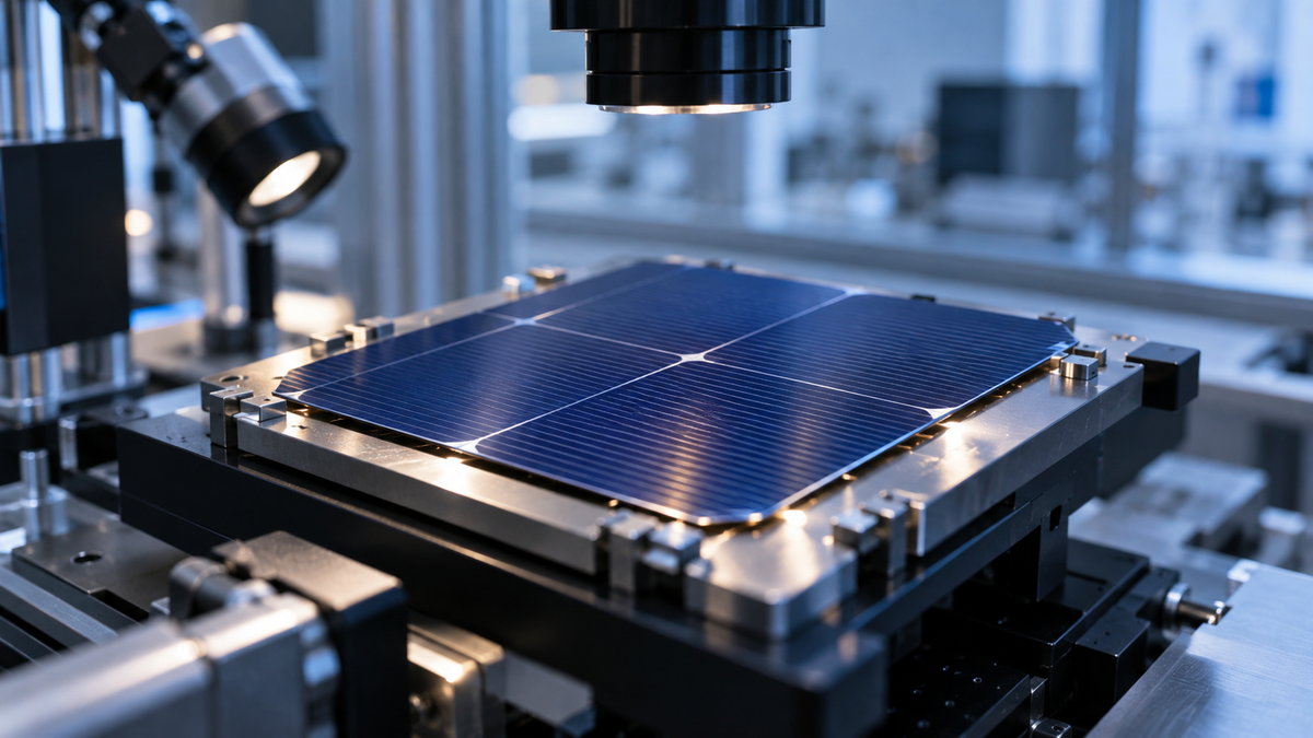 Rear-contact silicon cell on a photovoltaic research measurement stage