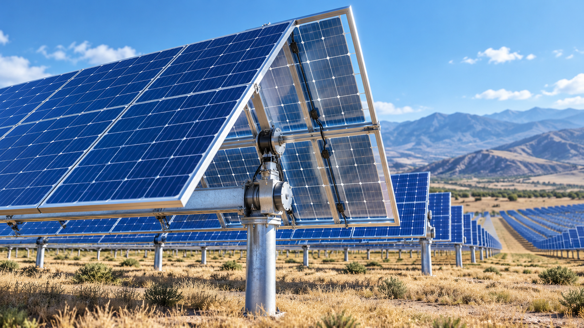Large bifacial photovoltaic modules arranged on utility tracking racks