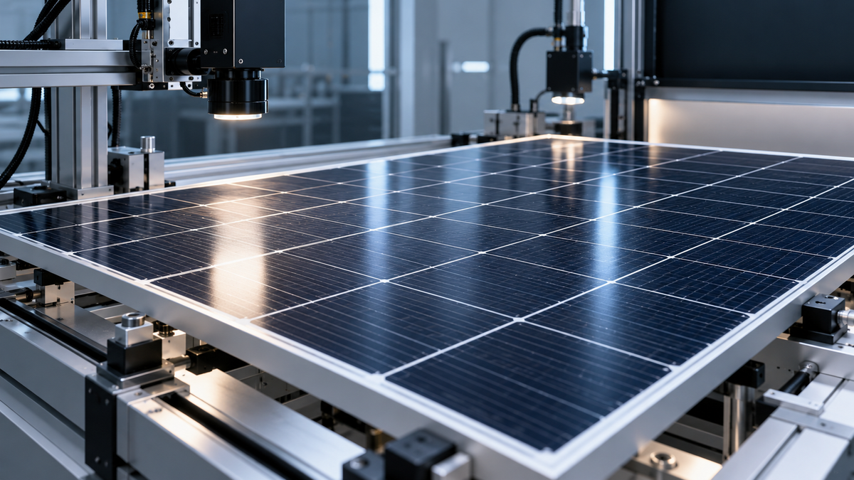 Crystalline-silicon PV modules under an efficiency measurement setup