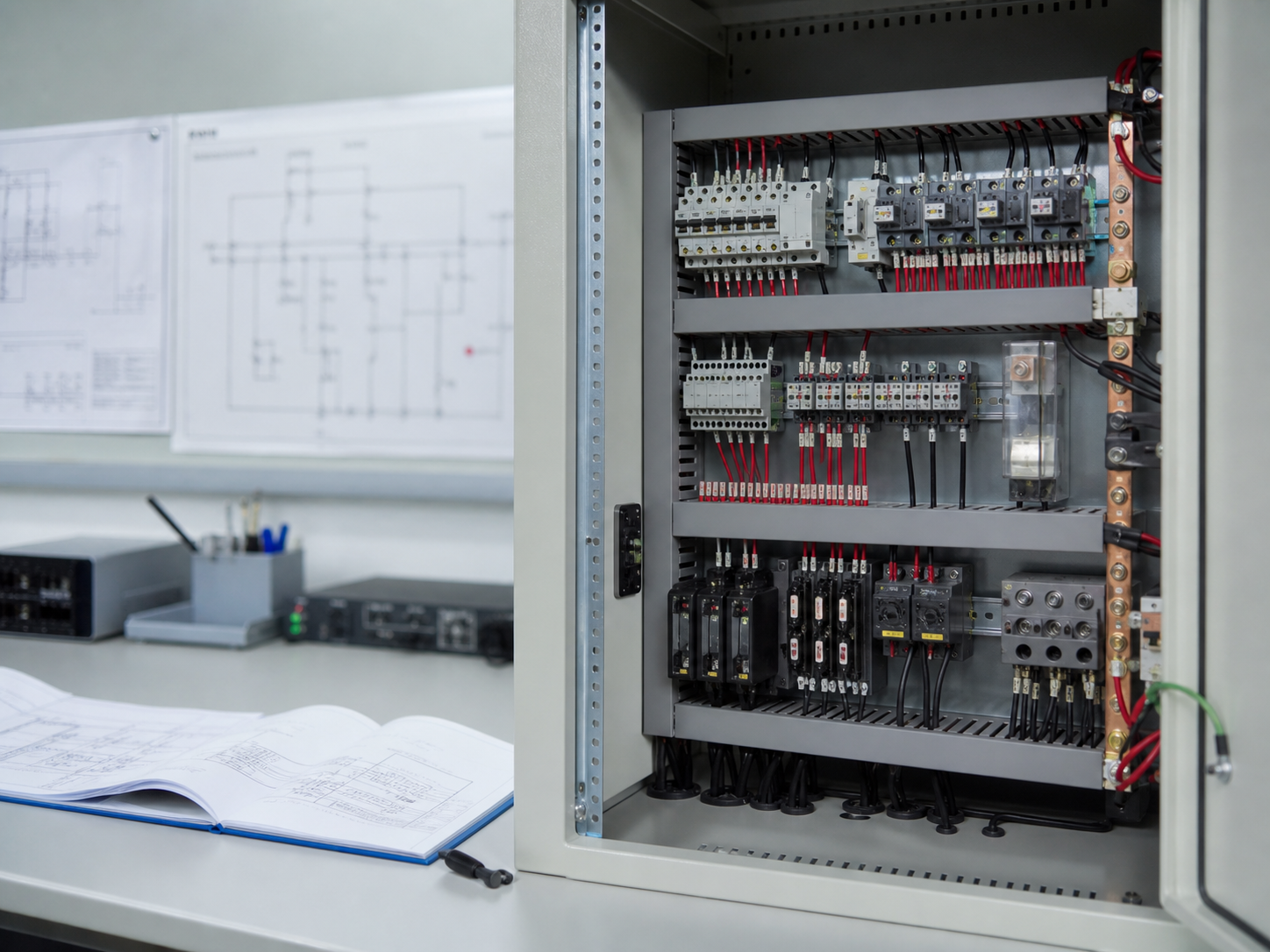 DC control panel and protection components reviewed with engineering documents