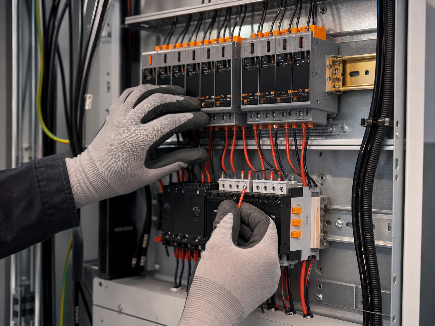 DC control panel retrofit work with organized terminal connections