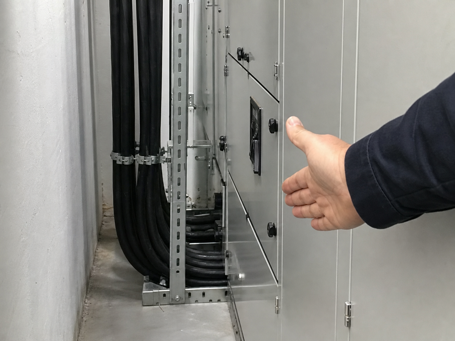Low-voltage switchgear installation reviewed for access and cable routing