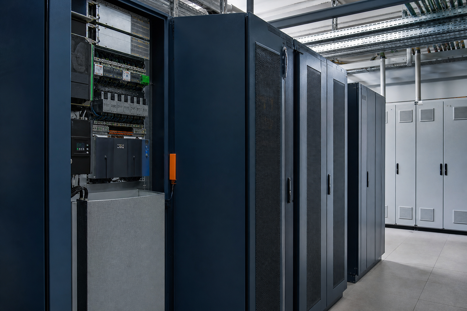 Power quality and control cabinets in an electrical room