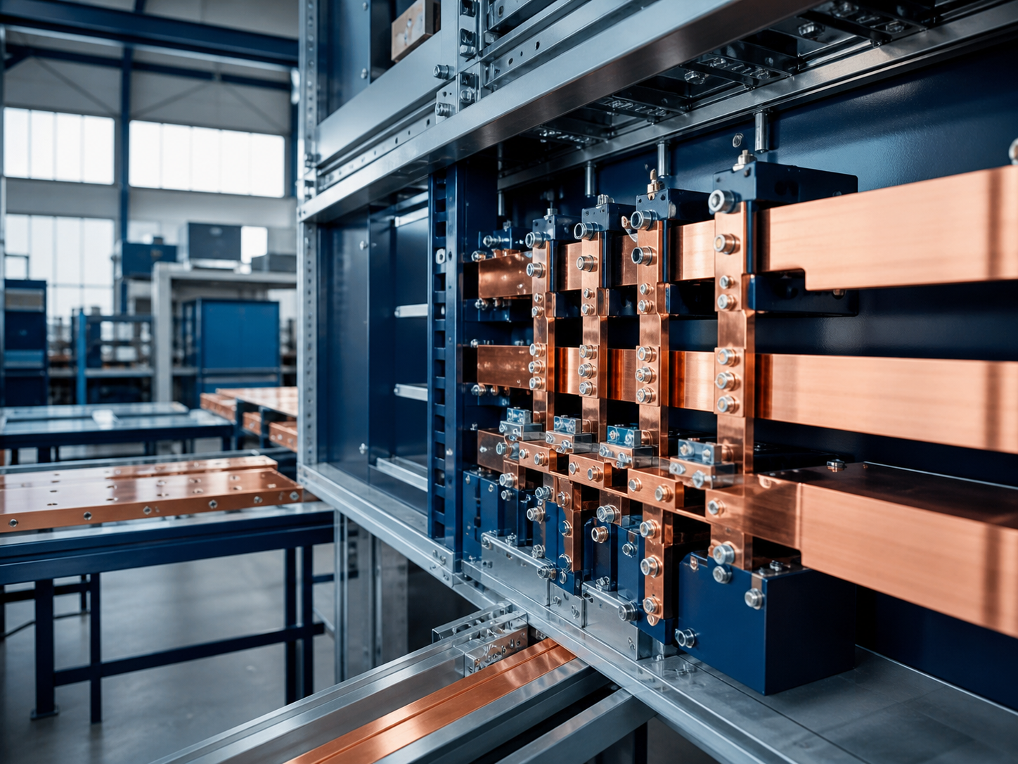 Copper busbar and distribution connection components